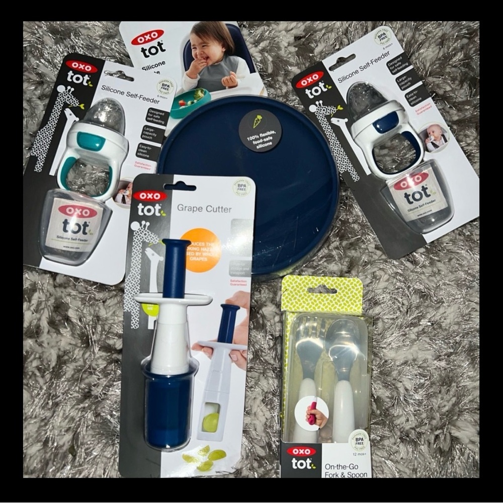 Kids Feeding Set - Blue, Turquoise and White
